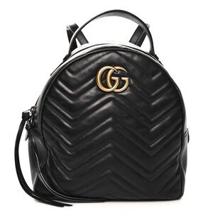 Gucci Black Chevron Backpack with Gold Logo